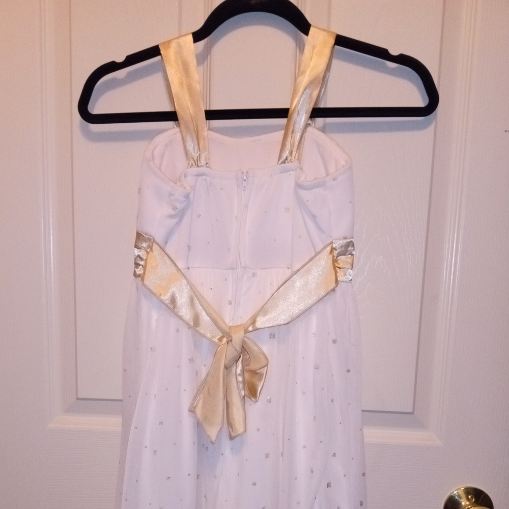 Ivory Lace and Satin Party Dress w/Gold Glitter Dots Girls Size 12 Dillard's